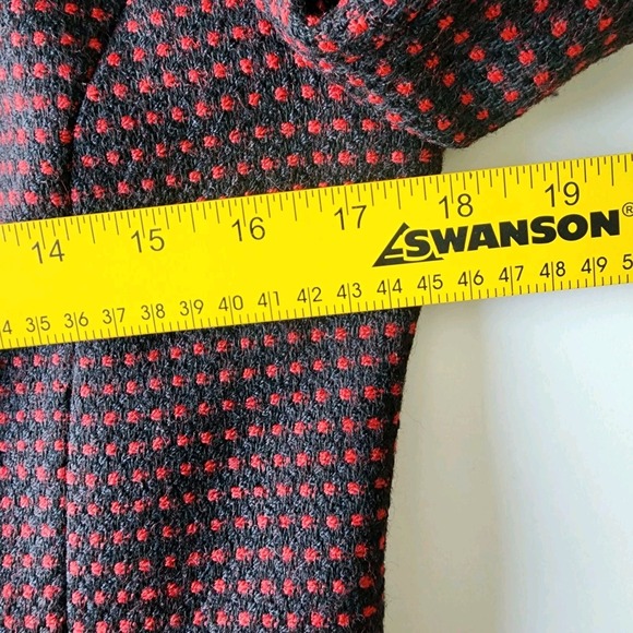 Vintage‎ MISTER LEONARD Blazer Womens 8 Wool Blend Red Black Check Shoulder Pads - Picture 10 of 14